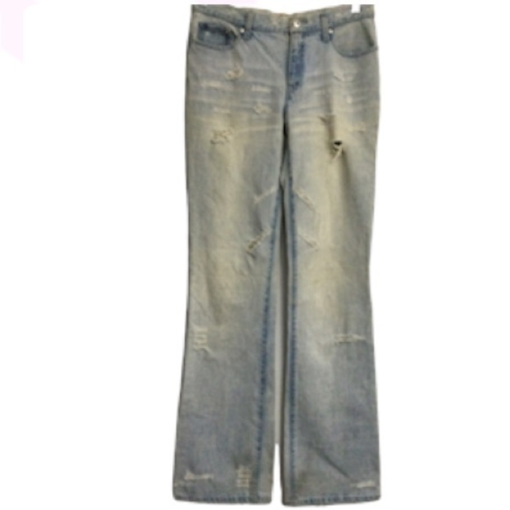 See by Chloe Bleached & Distressed  Flare Jeans Light Blue Size 28 GUC